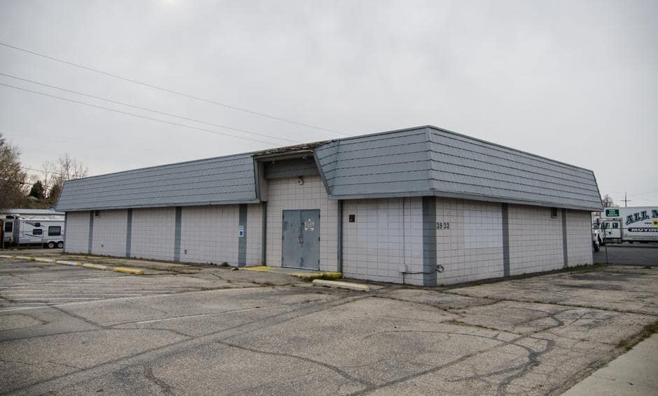 Commercial building siding before